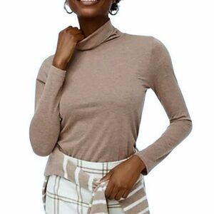 NWT J. CREW Tissue Turtleneck Heathered Beige Tan Size Medium, Lightweight, M